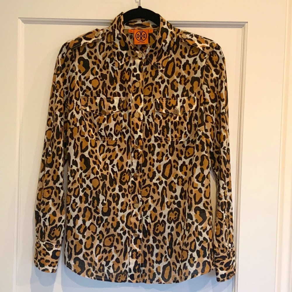 Tory Burch Leopard Print Button Down Size 4 - image 1
